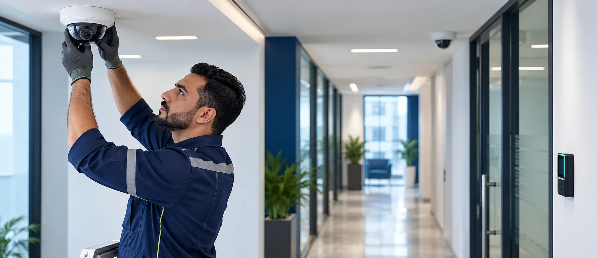 Installing CCTV and access control for a business facility