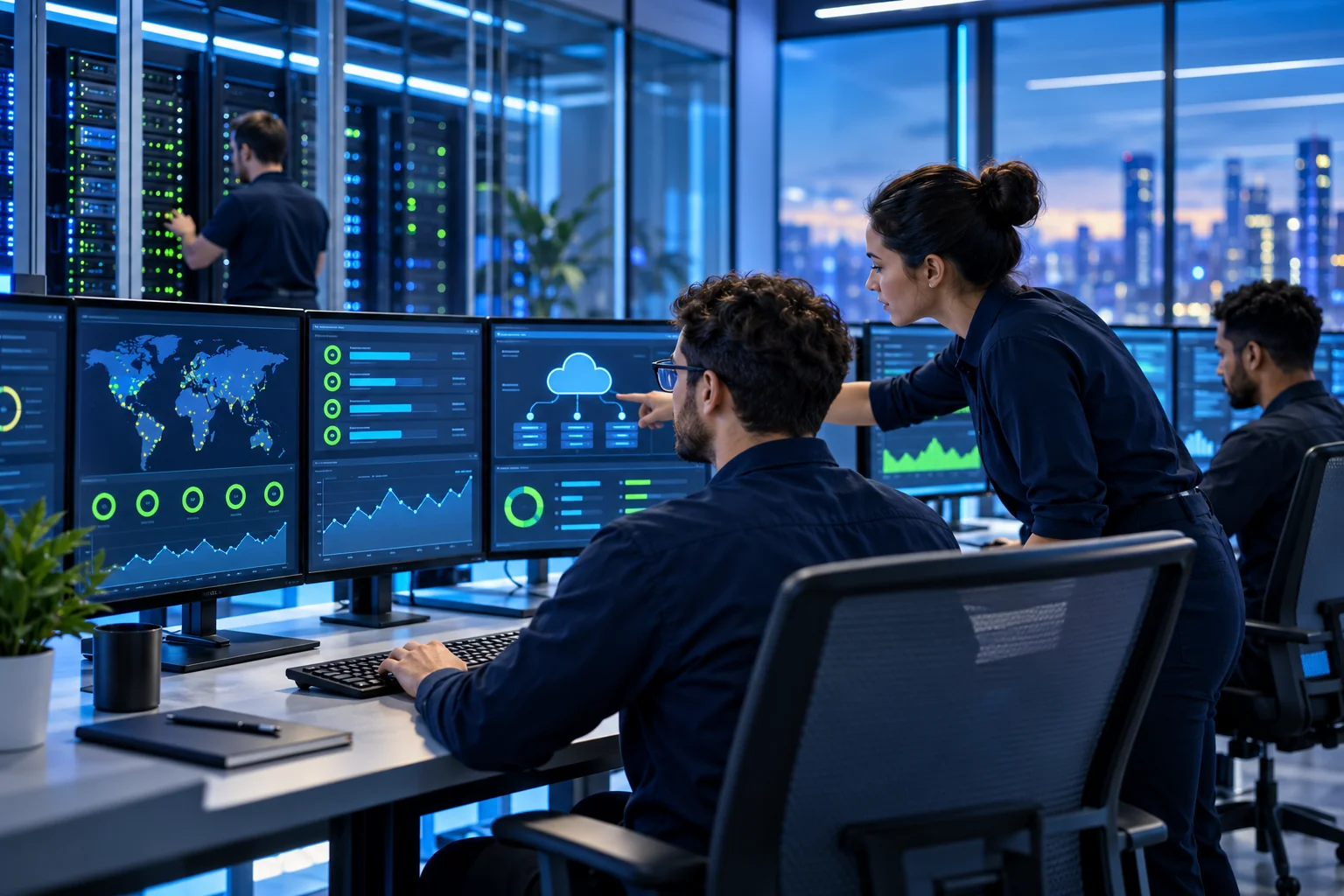 Team monitoring business hosting services